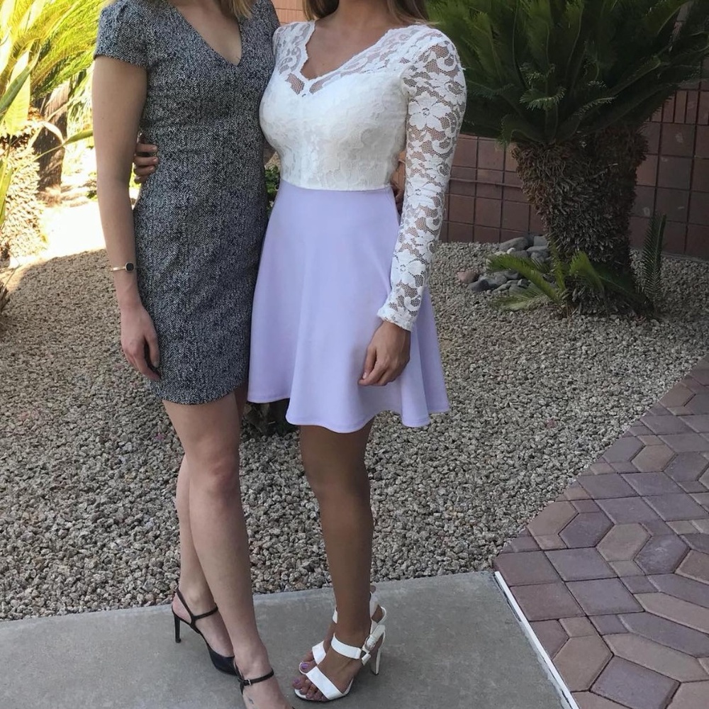 Lilac Dress with White Laced Floral Top